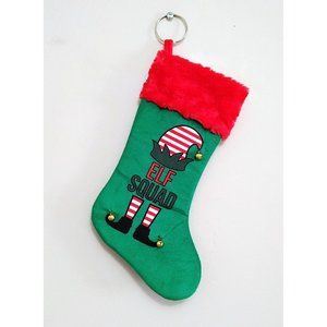 North Raw Elf Squad Christmas Stocking w/Bells Green Red 14 Inch